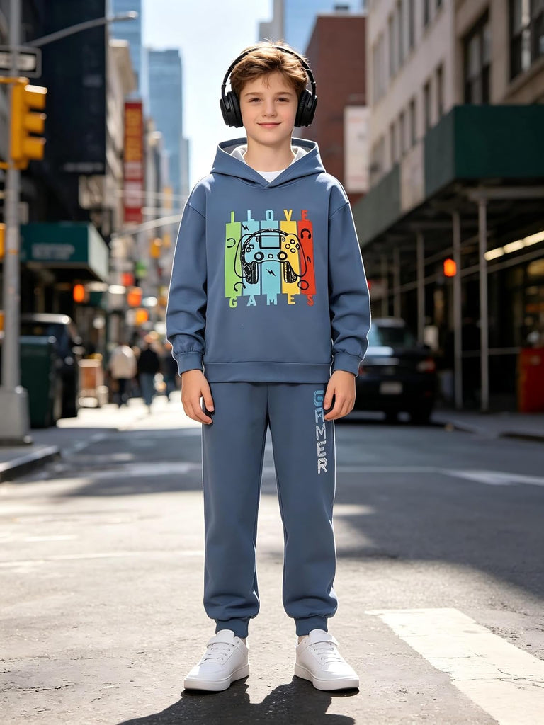 Boy's 2 Piece Outfits Sweatsuit Gamer Graphic Hoodie Jogger Pants Set