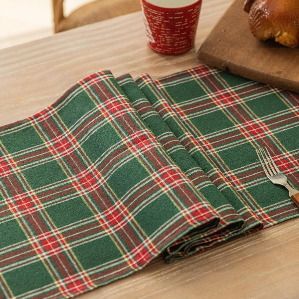 Red Green Plaid Christmas Table Runner 120 inches long Table Decor