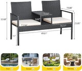Greesum Patio Conversation Set Outdoor Wicker Furniture Sets with Soft Cushions and Built-in Coffee Table for Lawn