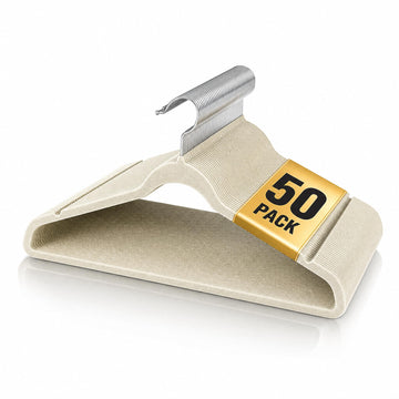 Velvet Hangers 50 Pack, 17.5" Non-Slip Clothes Hangers, Ivory