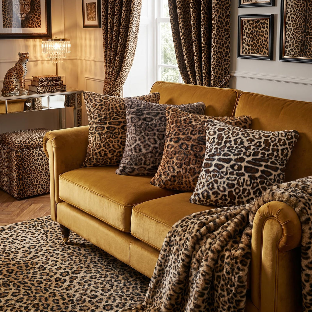 Faux Fur Cheetah Print Throw Pillow Covers, 20x20 Pillow Covers