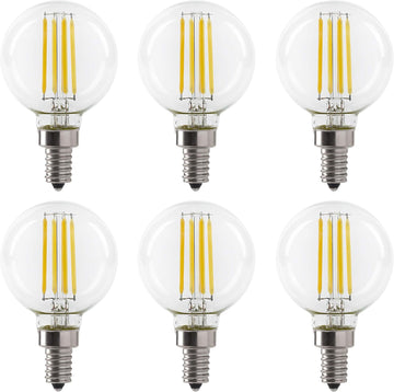 LED 5.5W G16.5 Clear Globe Filament Light Bulb, 50W Equivalent, 500 Lumens, 3000K Soft White, E12 Candelabra Base