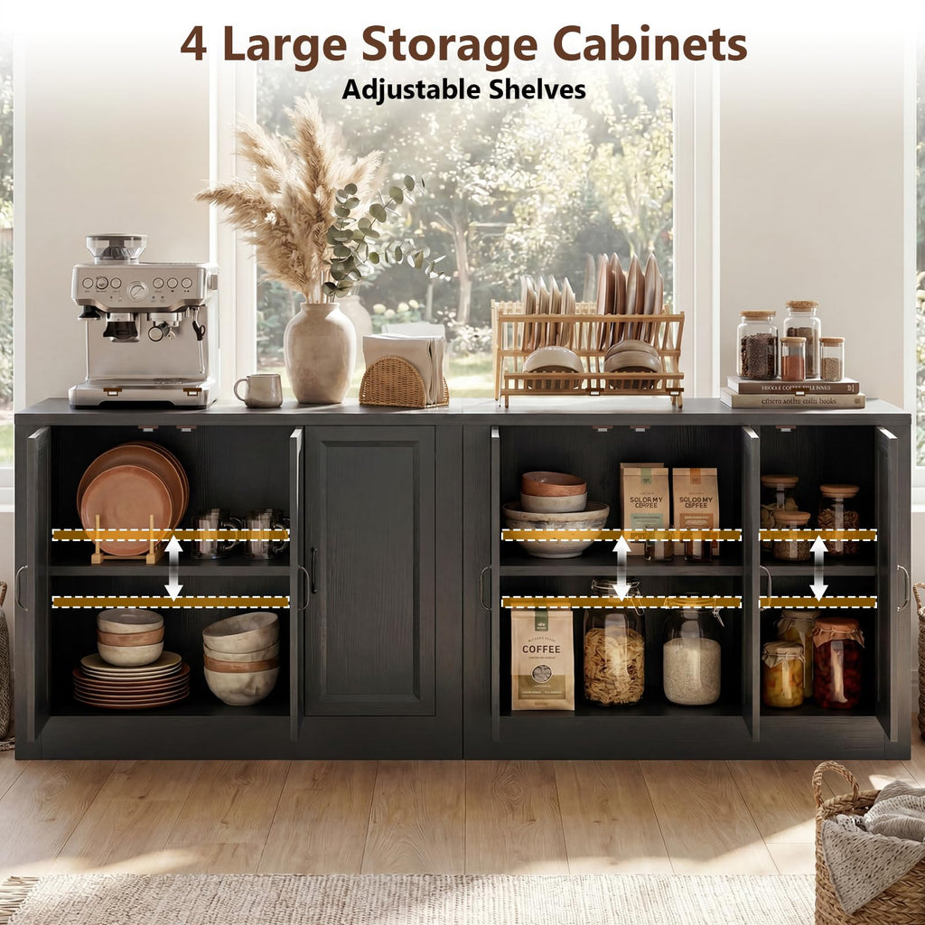 39" W Modern Buffet Cabinet with 3 Doors 4 Zones, Modular Sideboard with Thickened Frame & Adjustable Shelves, Sturdy