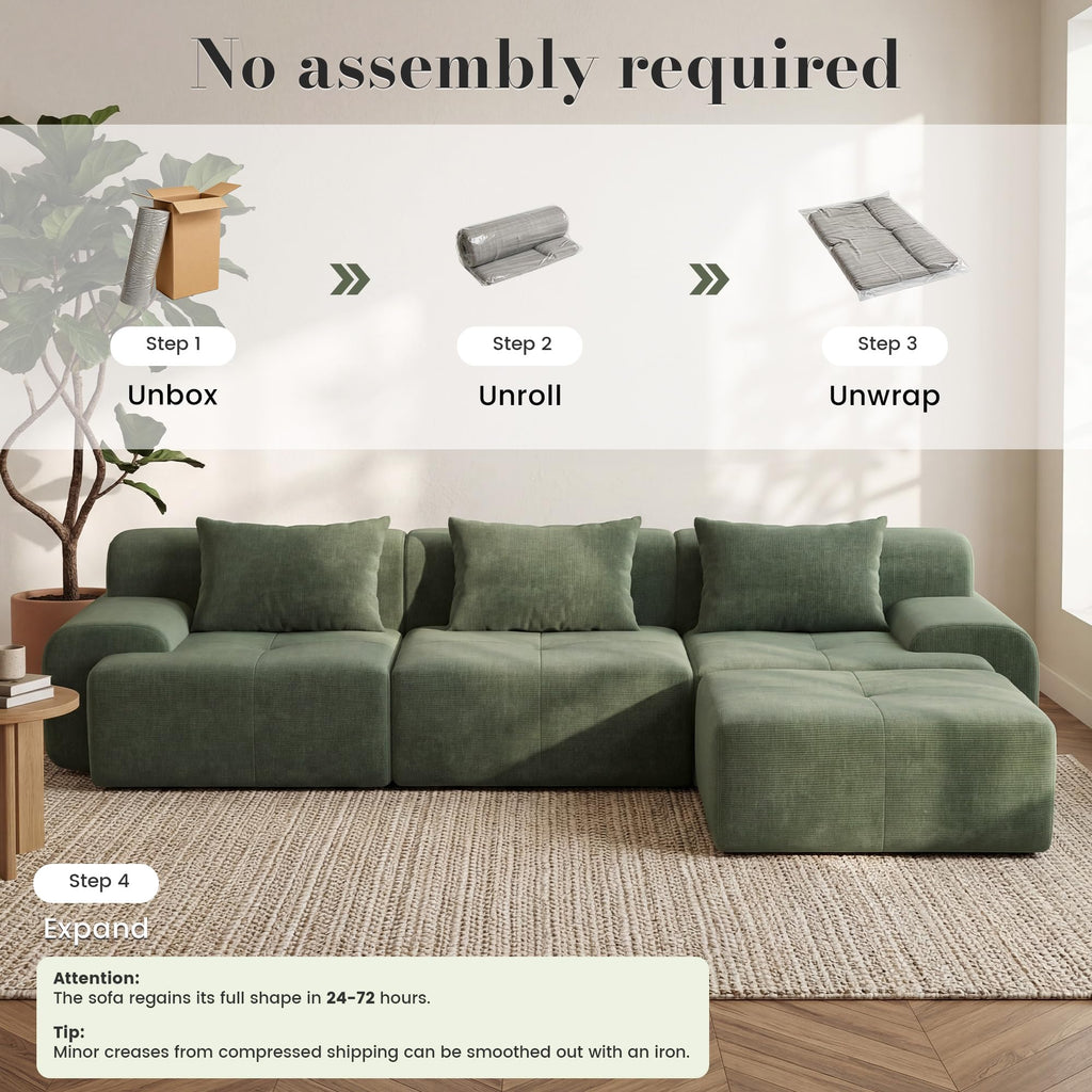 108'' Modular Boneless Sofa, Sectional Couch
