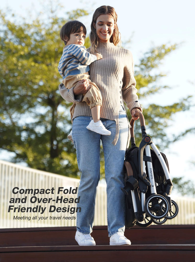 Baby Stroller, Auto-Fold Lightweight Travel Stroller for Airplane, Compact Toddler Pushchair with PU Leather Handle