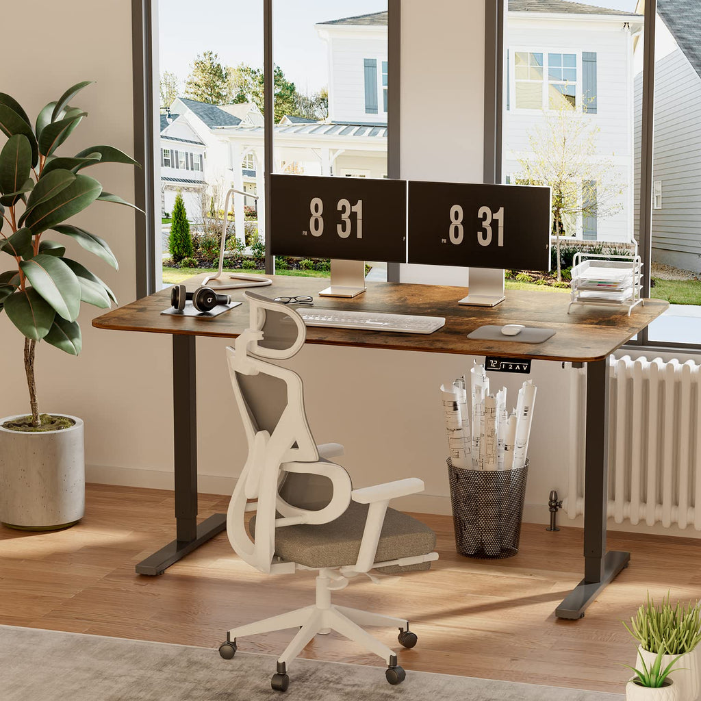 Height Adjustable Electric Standing Desk, Memory Home Office Sit Stand up Desk with Phone Holder and USB Charging