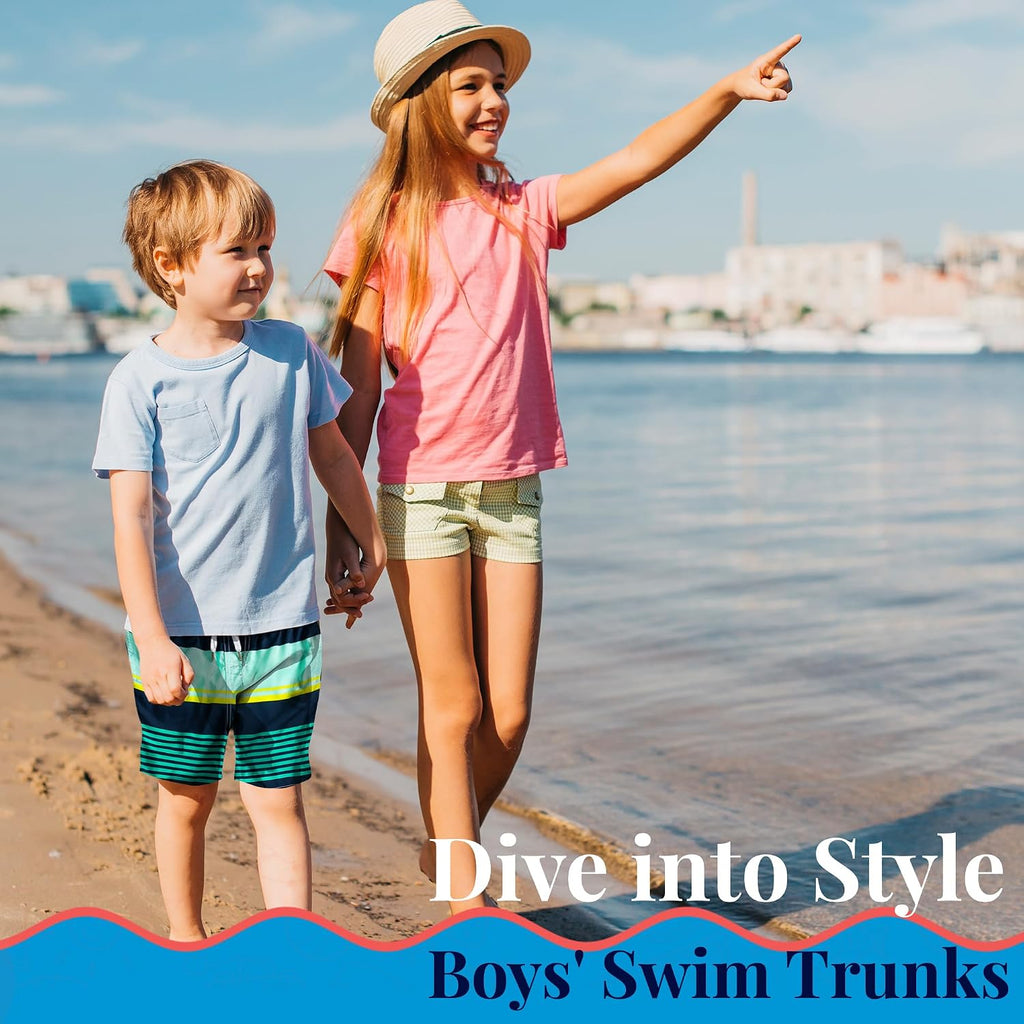 Boys Swim Trunks - Quick-Dry, Comfortable, /6 to 18/ Fun Patterns, Durable Design Boys Bathing Suit