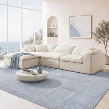 109" L-Shaped Modular Sectional Sofa, Cloud Comfy Chenille Couch (L-White)