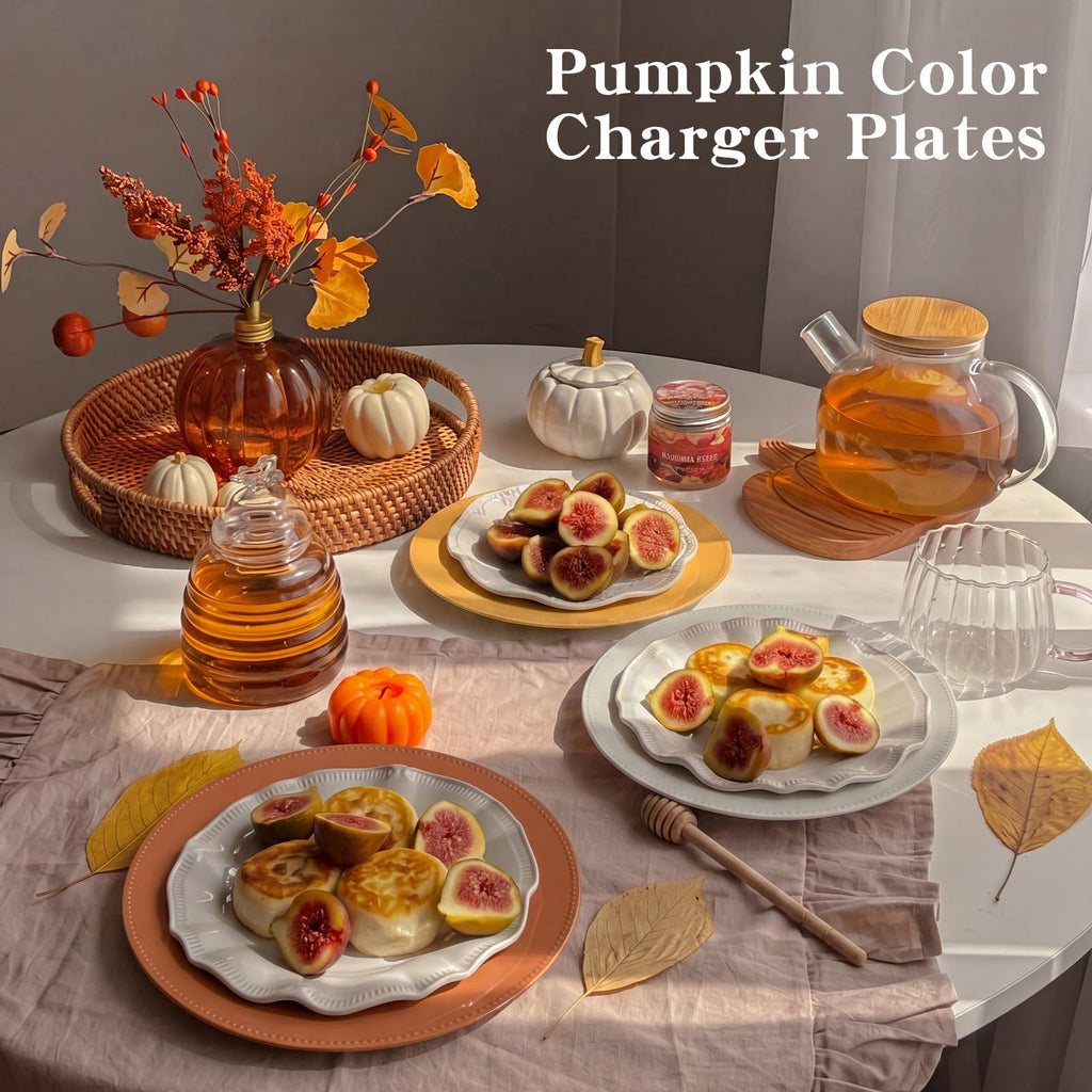 12 Pcs Thanksgiving Charger Plates with Beaded Rim 13 Inch