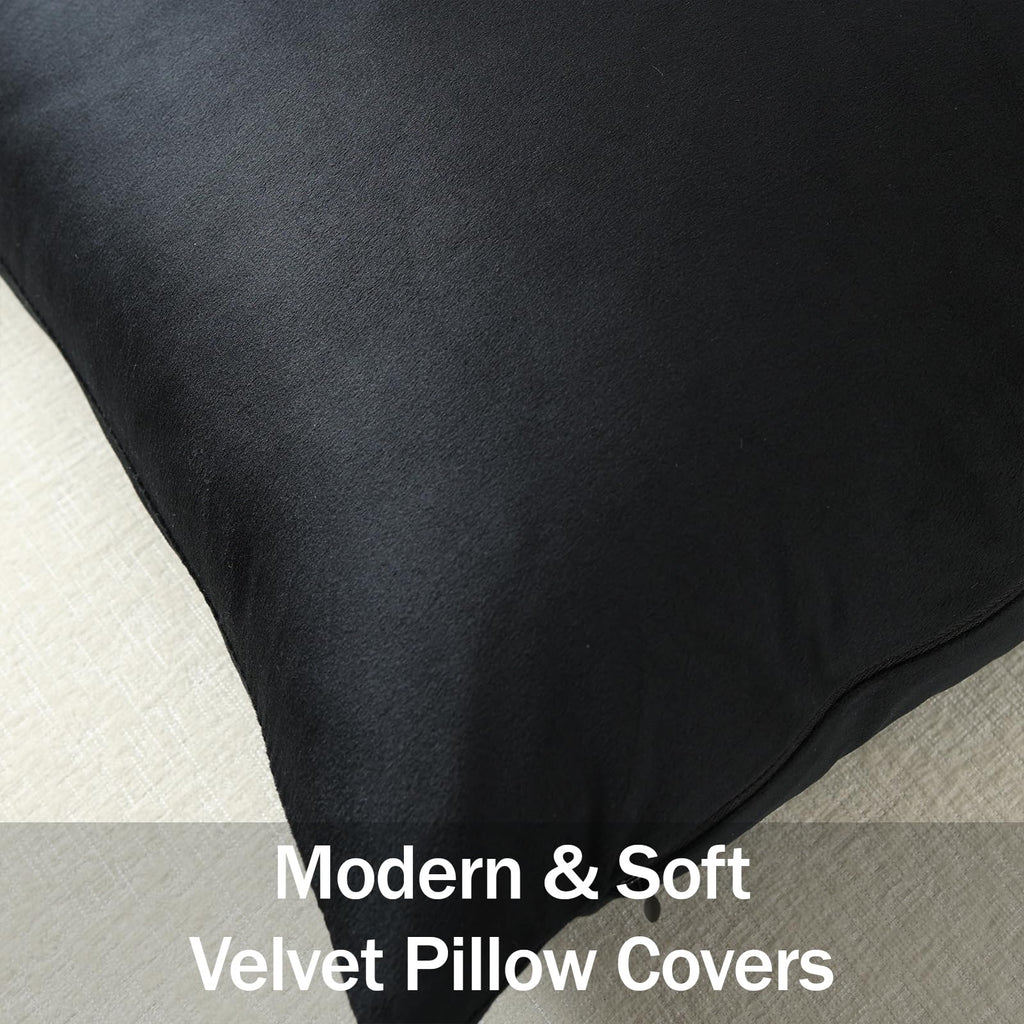 Throw Pillow Covers 20x20 Black: Pack of 2 Cozy Soft Velvet Square Modern Luxury Decorative Throw Pillow Cases for