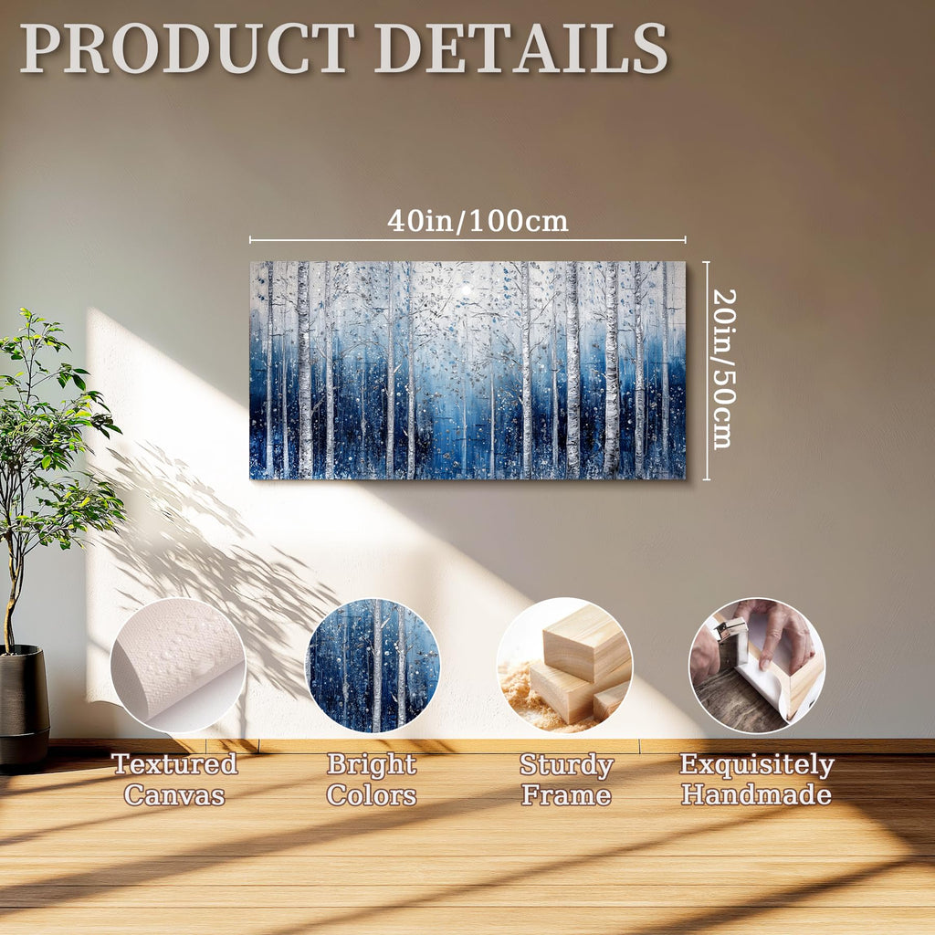 Birch Tree Landscape Wall Art, Abstract Forest Wall Decor 20"X40"