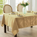 Barcelona Damask Fabric Tablecloth, 60 x 120 Inch Rectangle, Gold - No Iron, Soil Resistant Table Co