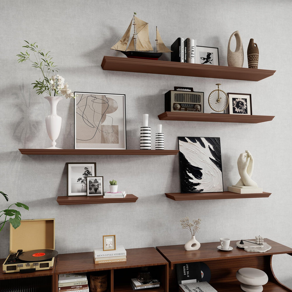 Floating Shelves, Walnut, 72 Inch Long, 9.3 Inch Deep, 1 Pack