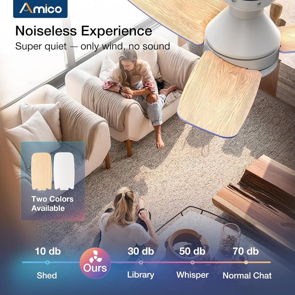 Ceiling Fans with Lights, 30 inch Low Profile Ceiling Fan with Light and Remote Control, Flush Mount, Reversible, 3CCT, Dimmable, Noiseless, White Ceiling Fan for Bedroom, Indoor/Outdoor Use A102-B0C61KD6TL