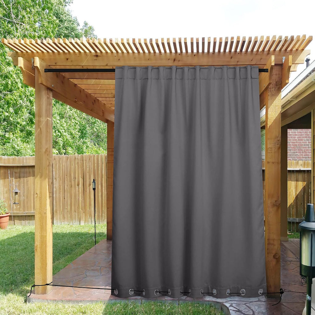Windproof Outdoor Curtains Waterproof W84xL84 Grey | Premium Thick Privacy Weatherproof UV Block Thermal Drapes