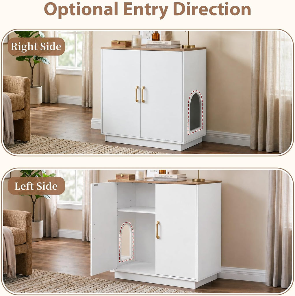Litter Box Enclosure, 30.9'' High Large Litter Box Furniture, Modern Cat Litter Box Enclosurewith Hidden Storage