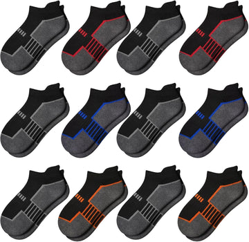12 Pairs Boys Socks Ankle Low Cut Socks Athletic Half Cushioned Short Socks For Kids Old