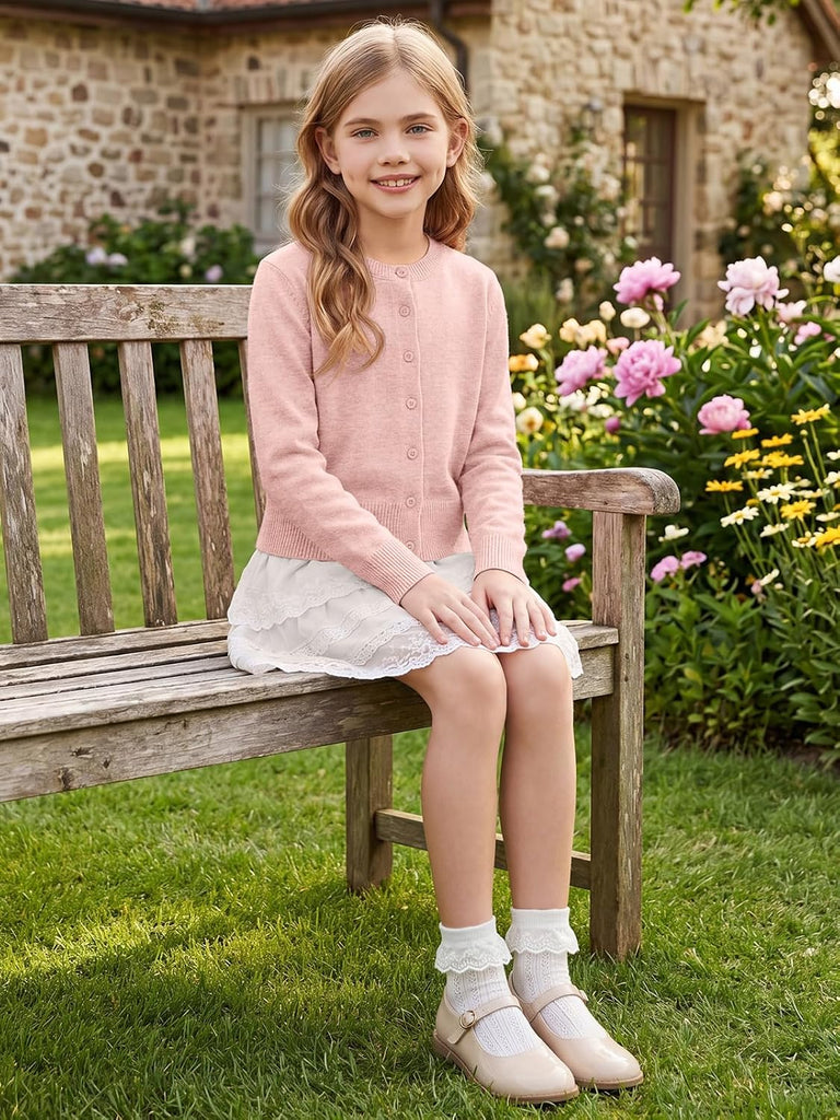 Sweater Kids Cropped Button Knit Sweaters