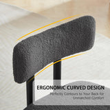 Boucle Dining Chairs Set of 2, Upholstered Kitchen Dinning Room Chair with Curved Backrest and Metal Frame