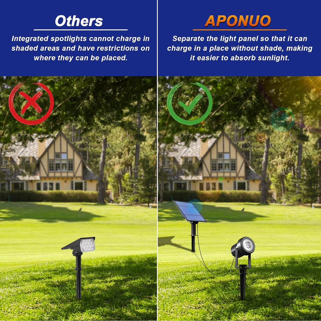 Solar Spot Lights Outdoor 4-in-1 Solar Landscape Lights Dusk to Dawn Solar Uplights IP65 Waterproof 9.8ft Cable