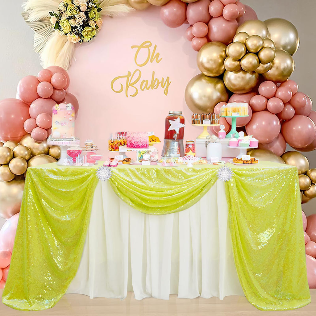 Mermaid Sequin Tablecloth Crystal Yellow Glitter Table Linen Party