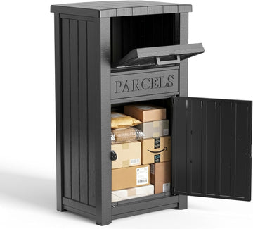Anti-Theft Package Delivery Boxes Parcel Drop Outdoor Porch Large Lockable Mailbox Waterproof UV-Resistant Resin Secure