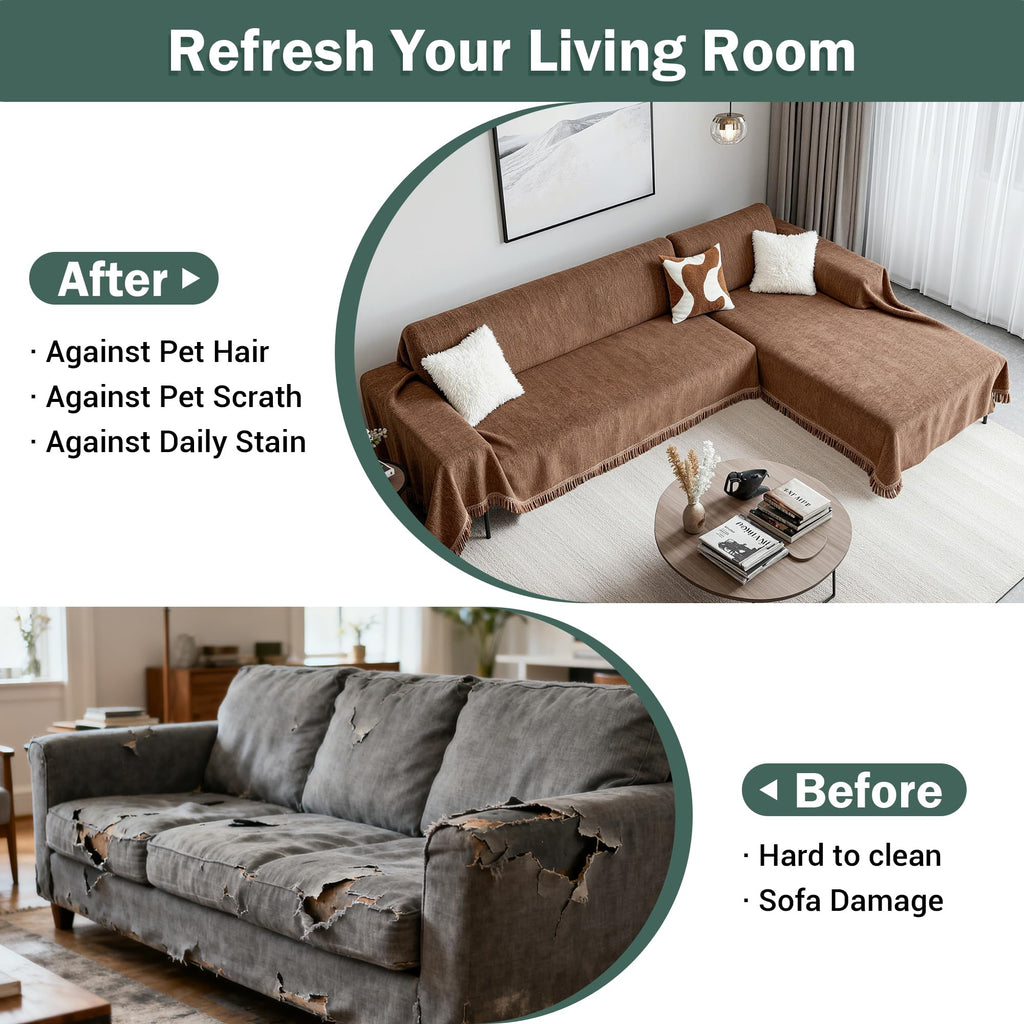 Sectional Couch Cover Sofa Covers Washable, 2 Pieces Couch Covers for Sofa L Shape, Sofa Slipcover for 3-4 Cushion