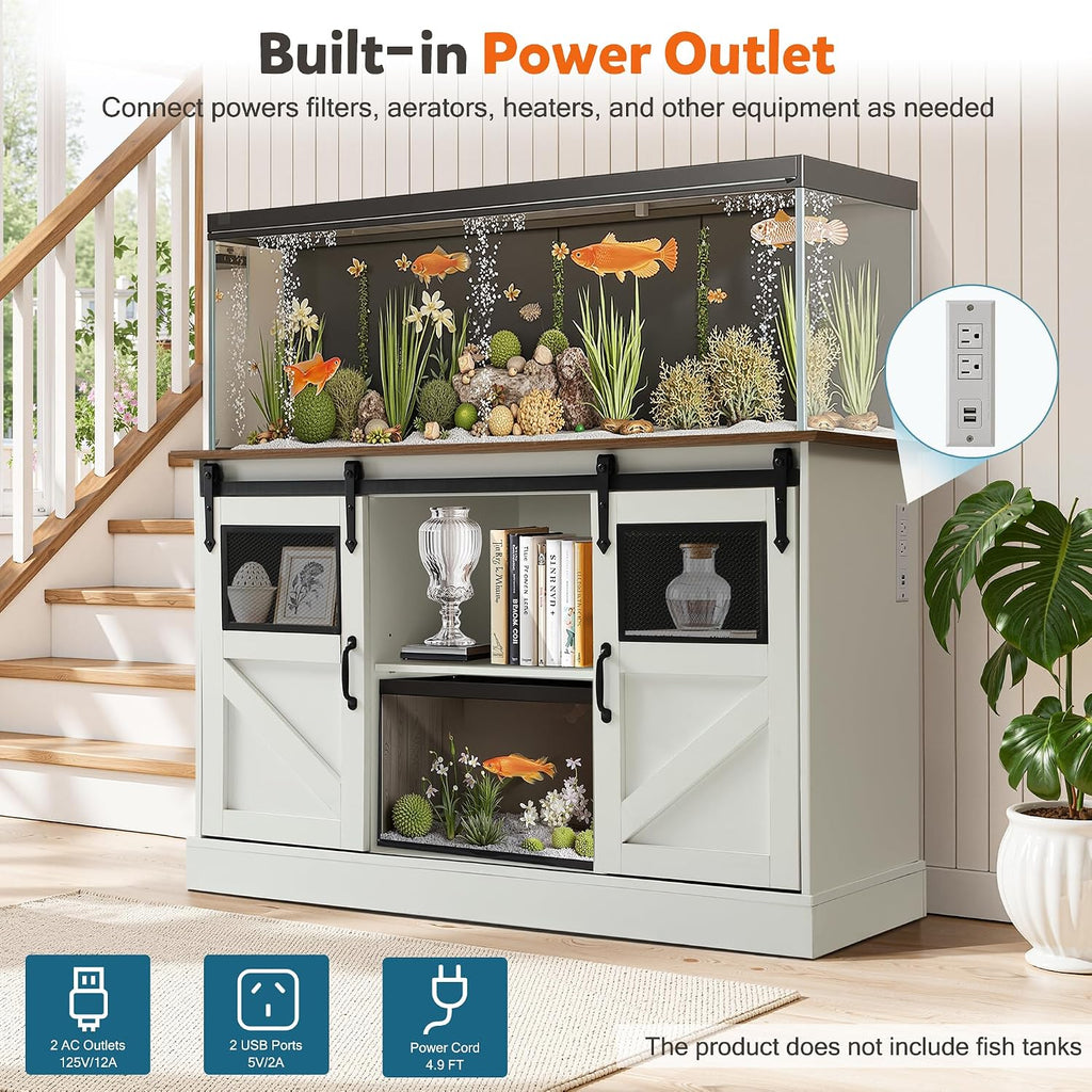 55-75 Gallon Large Fish Tank Stand with Power Outlet, 1300LBS