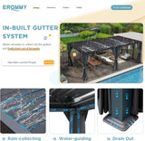 10x20FT Louvered Pergola Outdoor Sun Shade Shelter with Aluminum Frame and Adjustable Metal Rainproof Roof for Garden