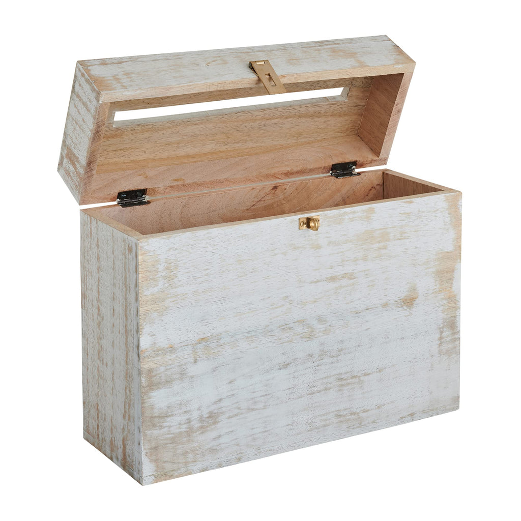 Wooden Wedding Card Box with Lock and Card Slot for Reception, Party W2