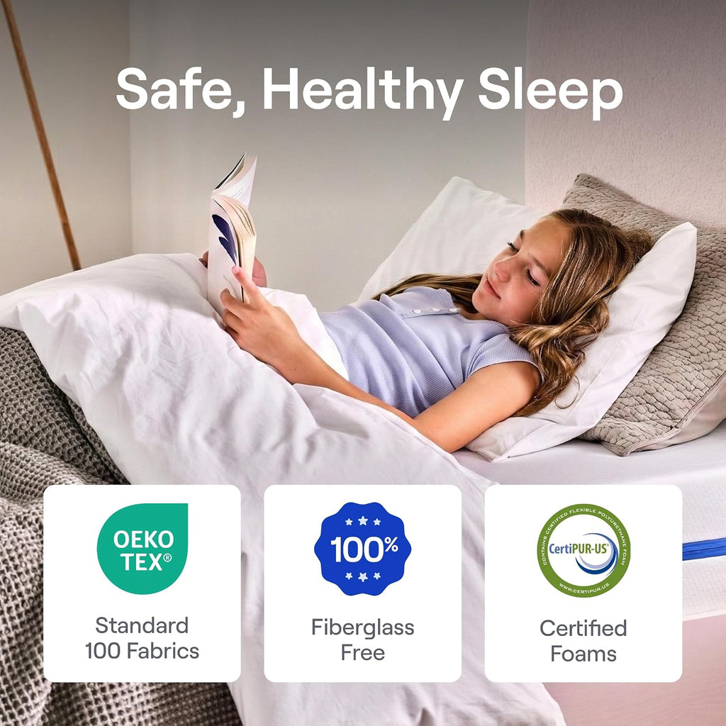 Kids 8" Twin Memory Foam Mattress, 2-Side Design, Ages 3-12 | Pressure Relieving Memory Foam, Fiberglass Free