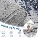 Area Rugs 8x10 for Living Room: Washable Rug Modern Abstract Neutral Soft Non-Slip Low-Pile Indoor Large Carpet for