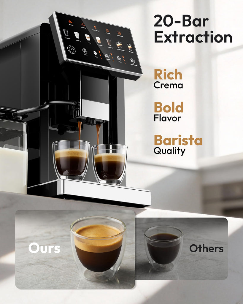 Automatic Espresso Machine with Built-in Grinder and Milk Frother