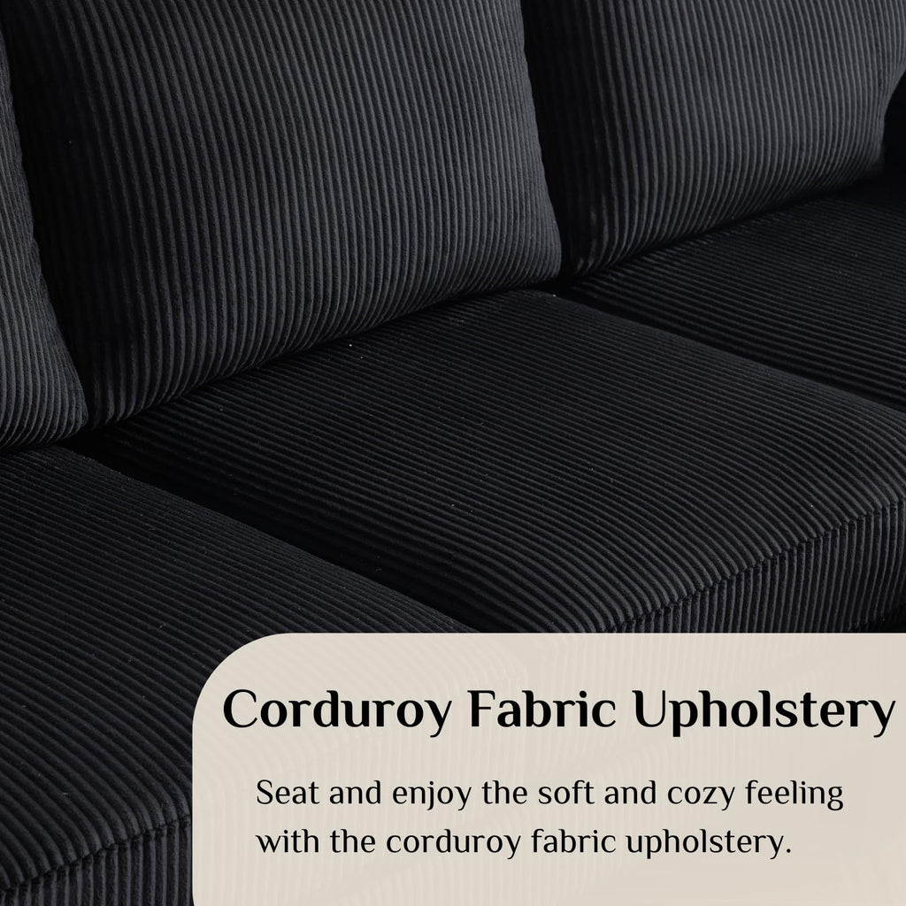 Compact U-Shape Sectional Sofa Couch 111" 4-Seat Black