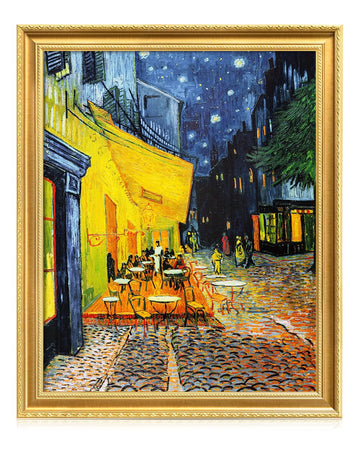 Van Gogh Wall Art Framed, Van Gogh Cafe Terrace at Night, 35x29