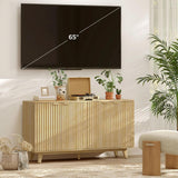 Fluted Sideboard Buffet Cabinet, 55" Modern Accent Console Cabinet with 4 Doors, 2 Adjustable Shelves and 5 Wood Legs