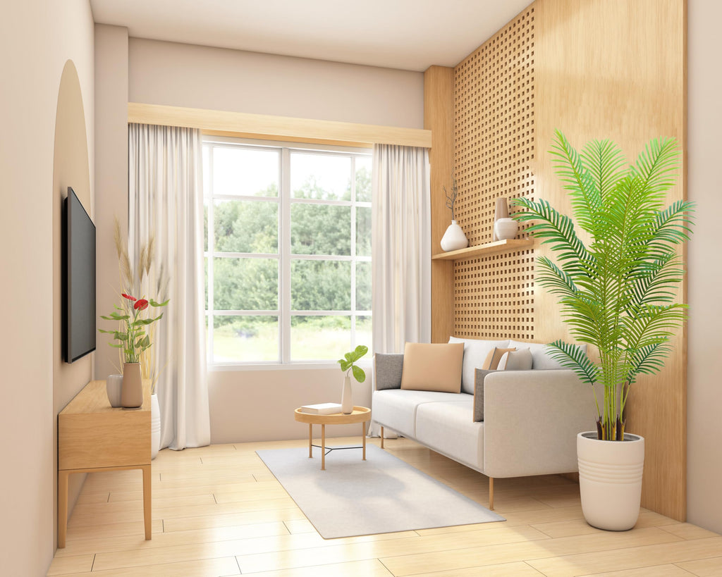 6FT Artificial Palm Tree Indoor with White Pot, Realistic Leaves, 15 Trunks Adjustable Branches, Tall Faux Fake Palm
