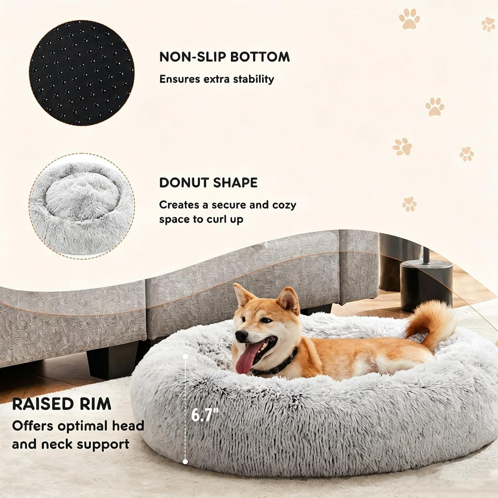 Large Dog Bed for Indoor, Calming Donut Bed for Dogs and Cats