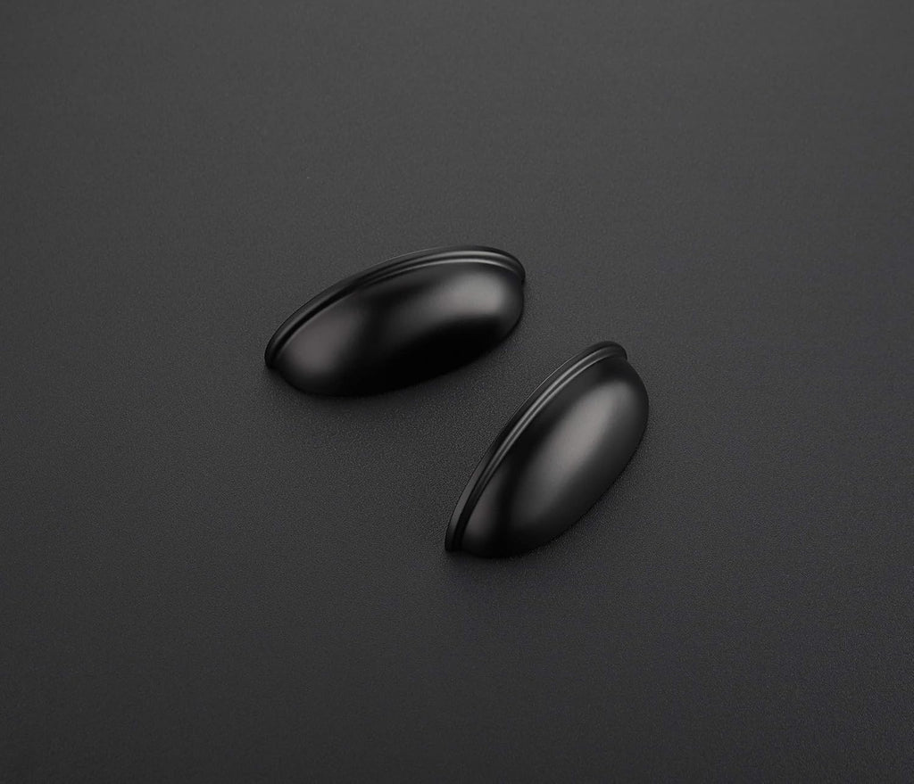 12 Pack 3" Drawer Pulls Flat Black Cabinet Cup Pulls Kitchen Hardware Cabinet Handles Drawer Handles Knobs 3 inch Hole