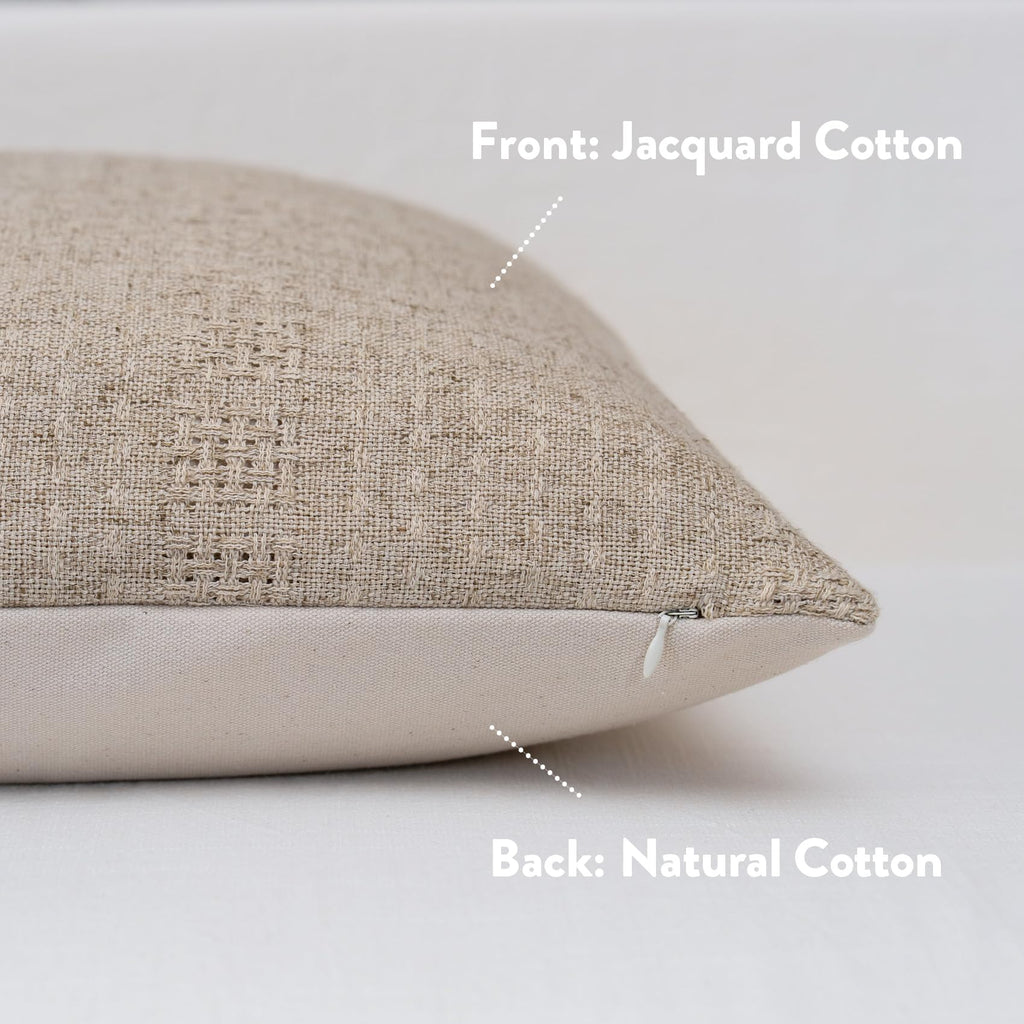 Decorative Neutral Throw Pillow Covers 24x24 Farmhouse Pillow Covers Cotton Stripe Cushion Covers Home Decor for Sofa