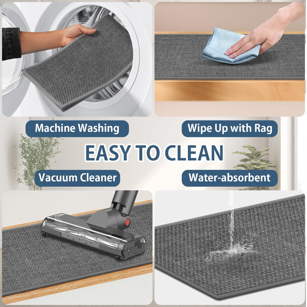 Peel and Stick Carpet Stair Treads for Wooden Steps Set of 15, Non Slip Adhesive Jute Stair Mats Indoor, Rubber