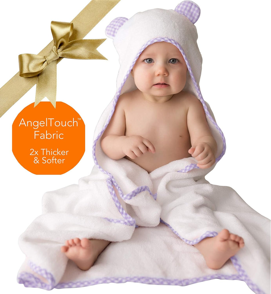 Premium Boutique Baby Towels for Girls - Hooded Girl Towel & Washcloth Set - Organic Viscose Made from Bamboo Baby