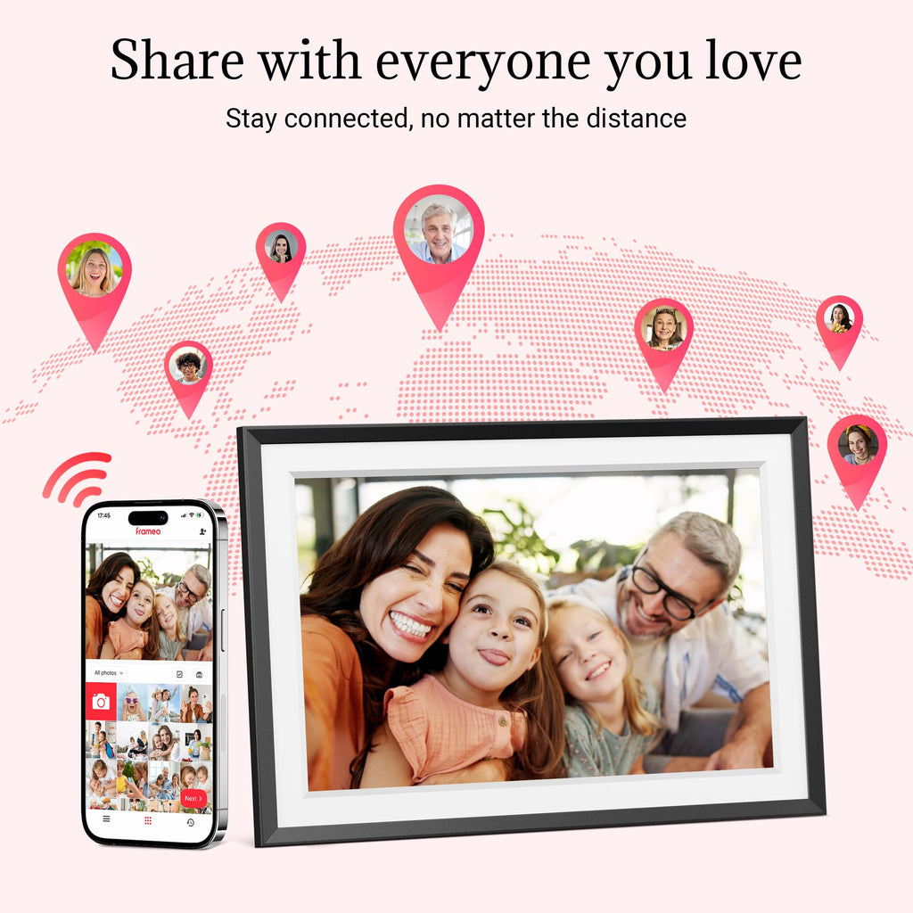 Frameo Digital Picture Frame - 10.1 Inch Smart Wi-Fi Photo Frame with Easy App Connection, Gift for Women, Mom