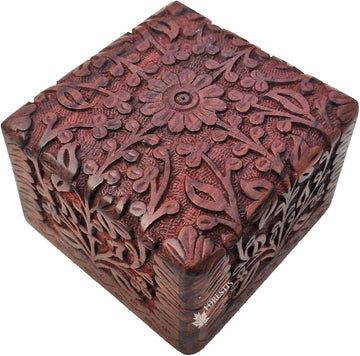 Handmade Decorative Wooden Jewelry Box, Kit, Vanity,Trinket, Organizer For, Ladies, Men, Women, Gold