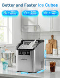 Countertop Ice Maker, 45Lbs/Day Clear Ice Cube Maker with Self-Priming Water Supply, 24 Cubes Ready in 13 Mins, 6 Ice