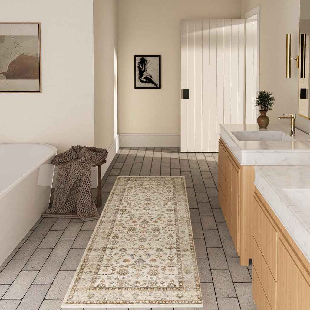 Machine Washable Hallway Runner Rug: 2'x10' Kitchen Rugs Stain Resistant Non Slip Low Pile Soft Carpet Runners s