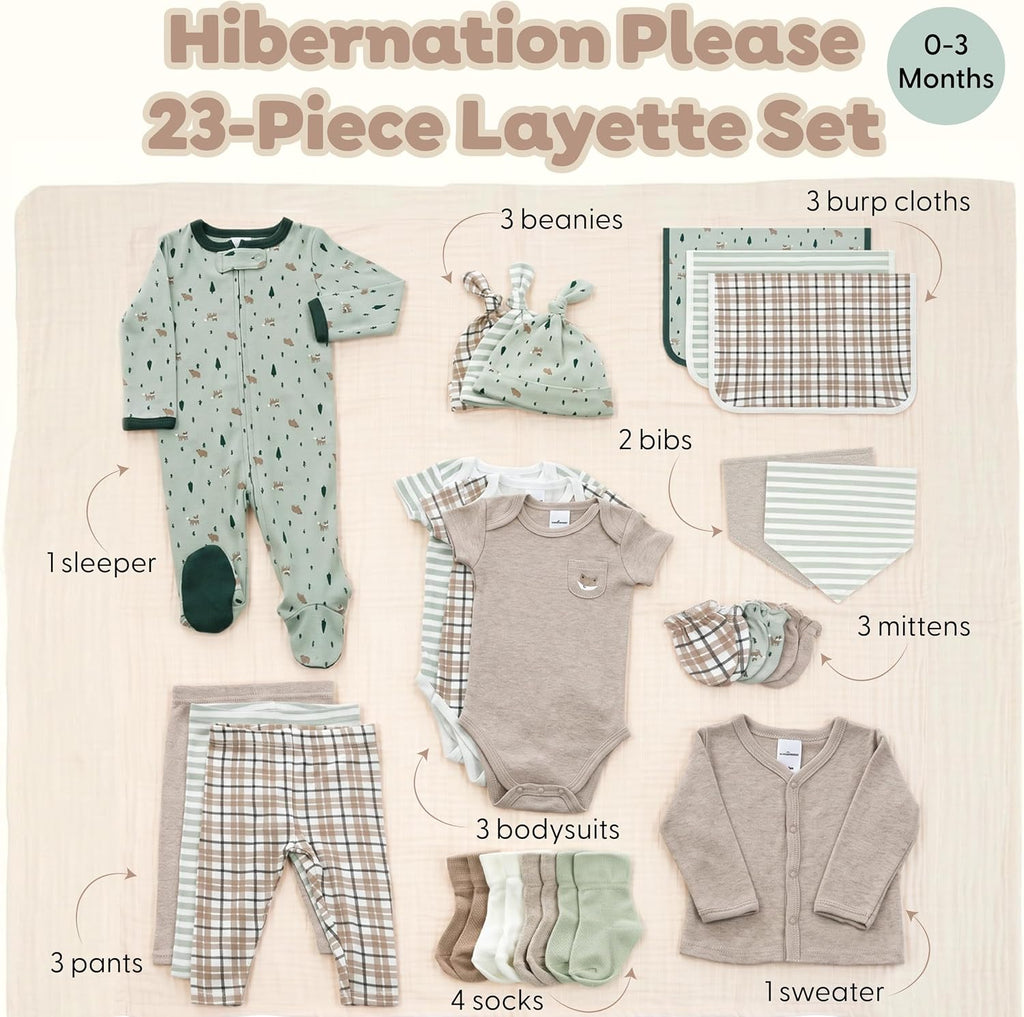23pc Newborn Baby Boy Clothes, 0-3 Months Baby Outfits
