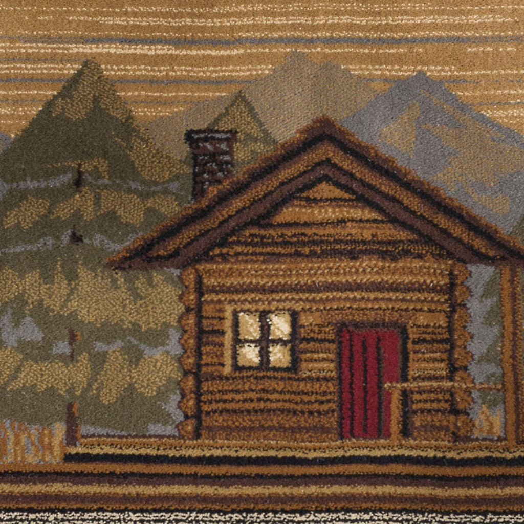 Homespun Cabin Multi-Color Oval Area Rug - Bedroom or DiningRoom - Lodge, Novelty