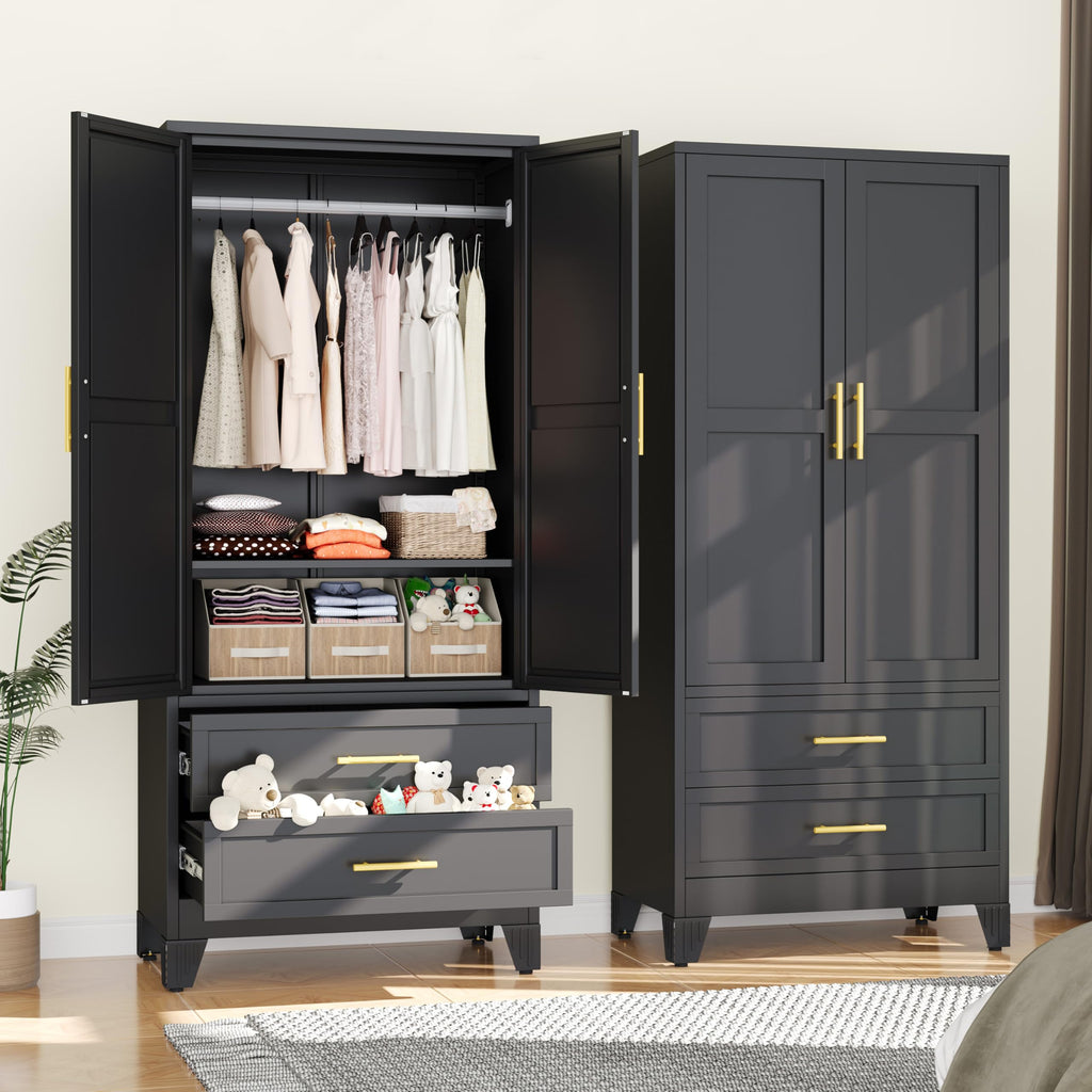 Metal Armoire Wardrobe Closet, 71 "Metal Clothing Storage Cabinet