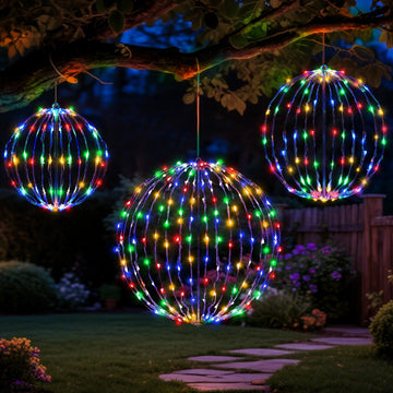 Christmas Decorations, LED Light Balls Outdoor, 3 Pack, Multicolor